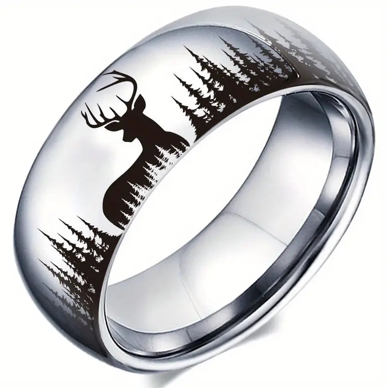 Mens Silver Deer Ring