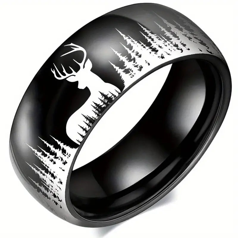 Mens Black Deer Ring