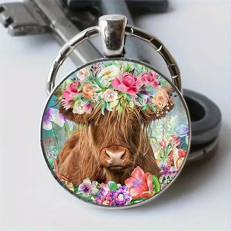 Floral Highland cow