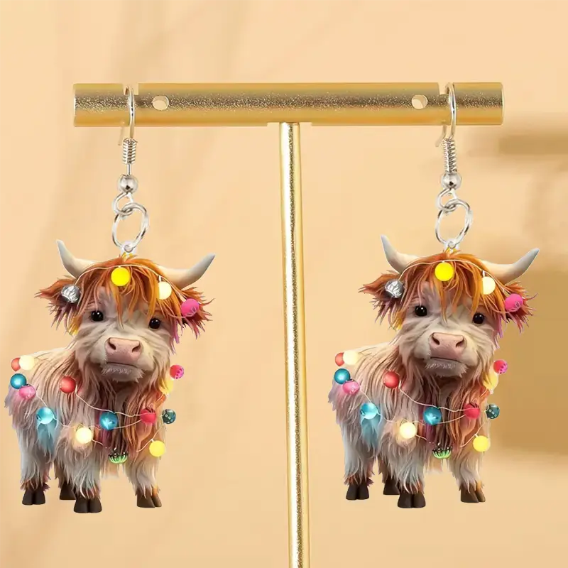 Faux Lights Cow Earrings