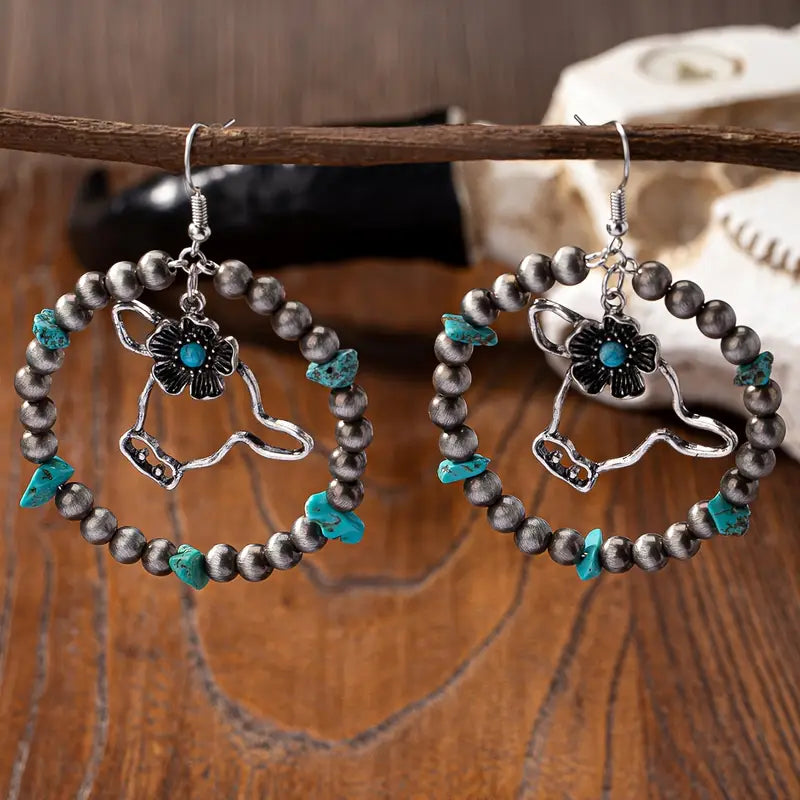 Outline hoop Cow Earrings