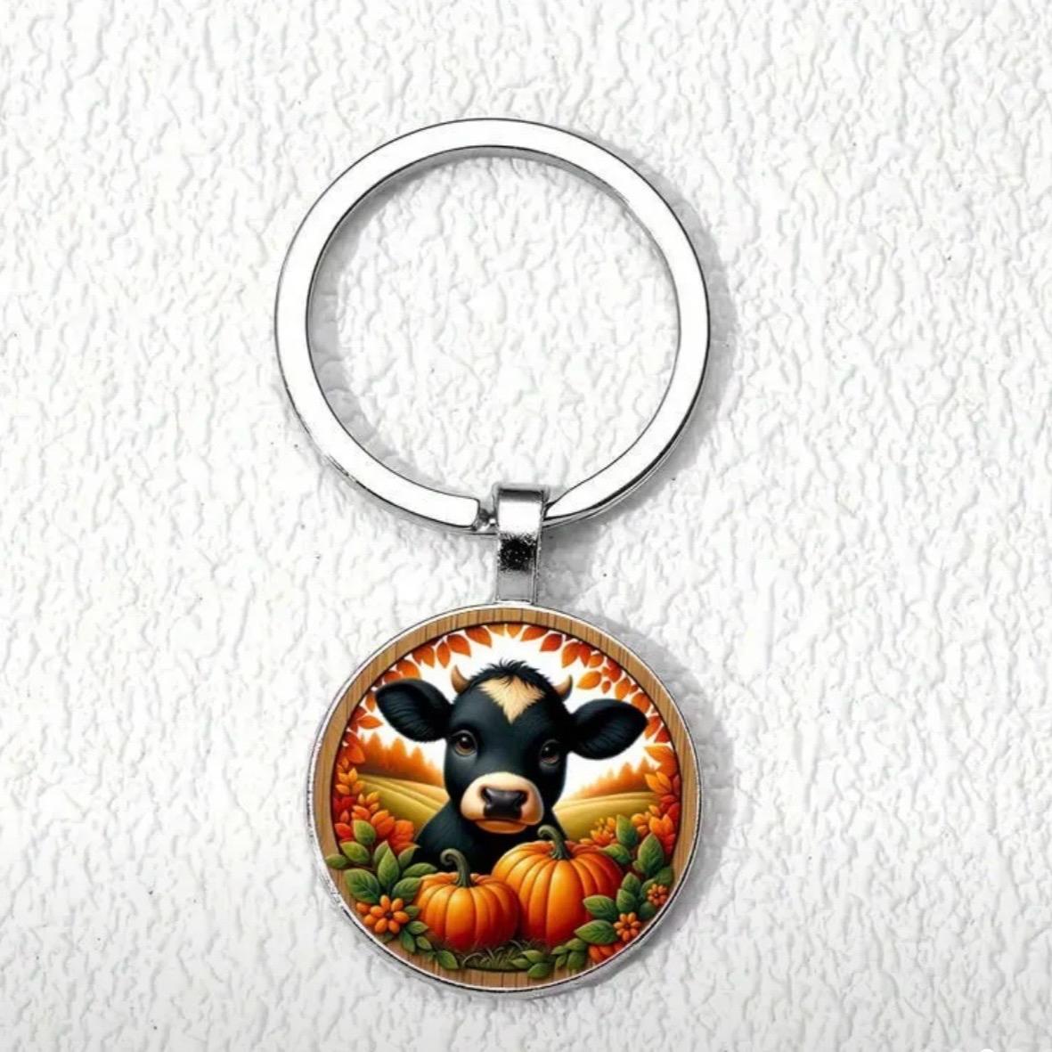 Fall Baby Cow Keyring