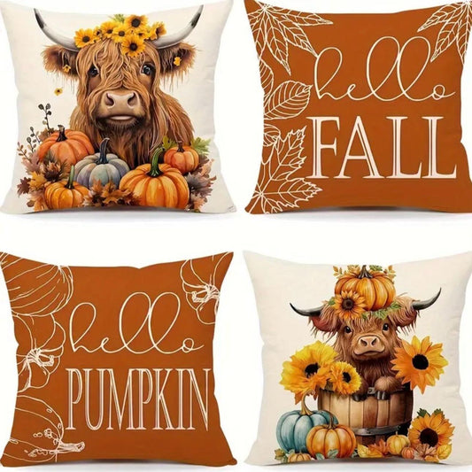 4pc  Autumn-Themed Pillow Covers