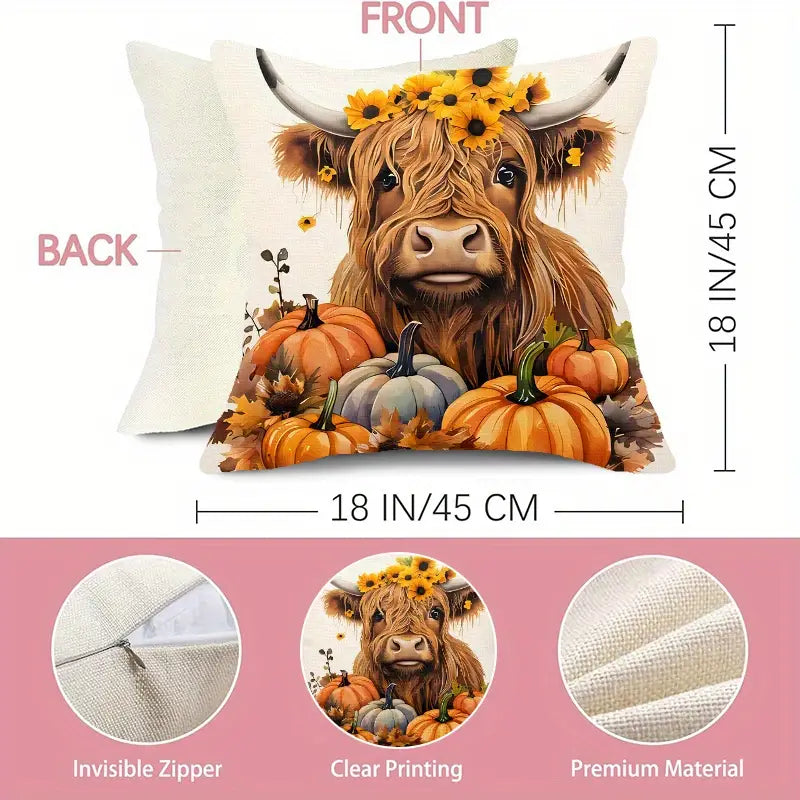 4pc Autumn-Themed Pillow Covers