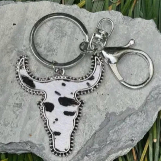 black Cow print Keyring