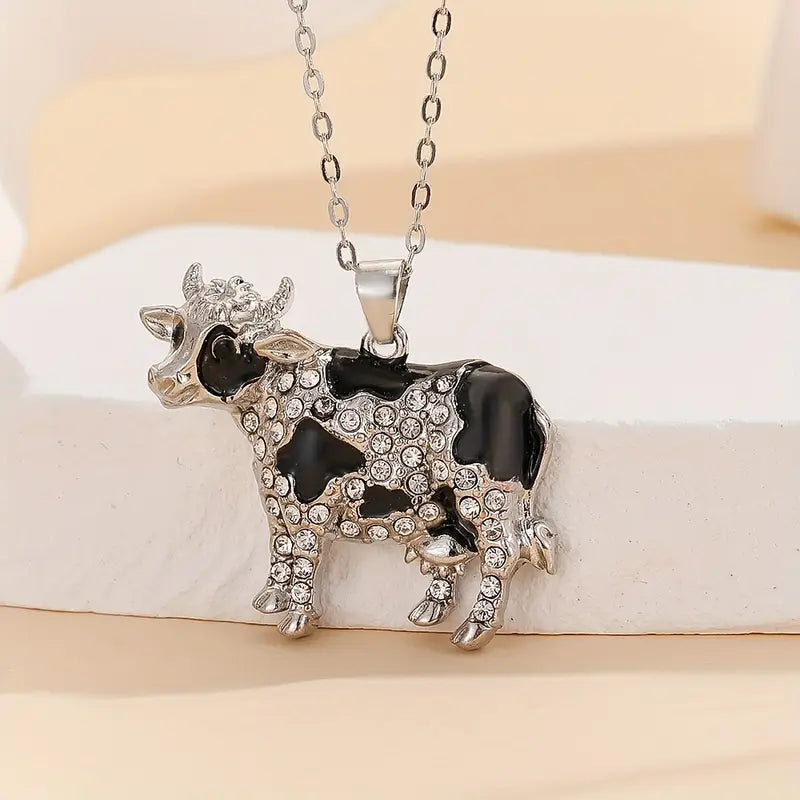 Rhinestone Cow Necklace