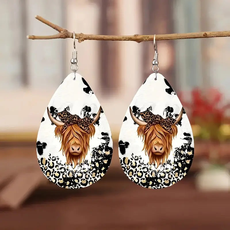 Highland Cow Bow Earrings