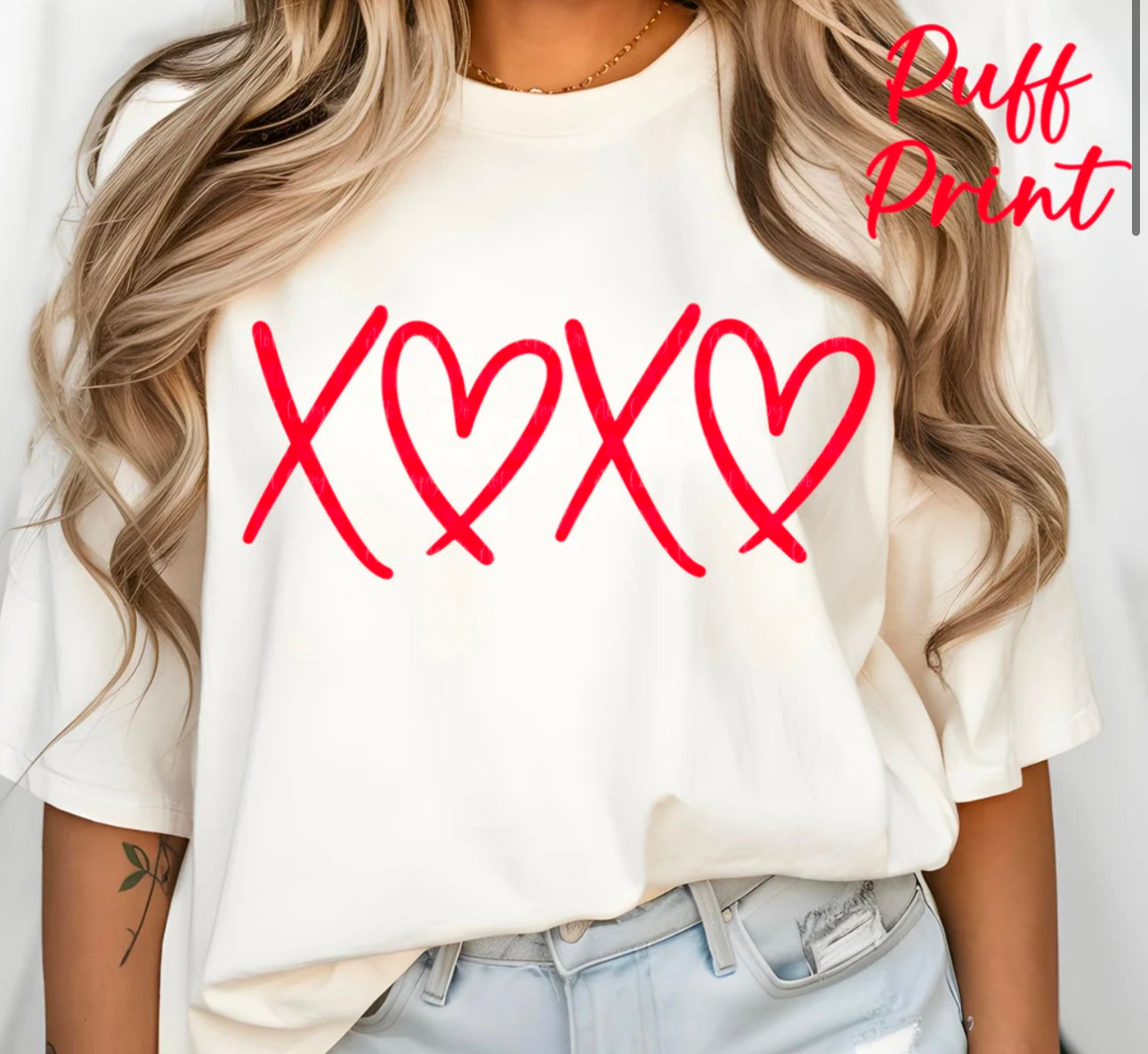 Red XOXO (puff print)