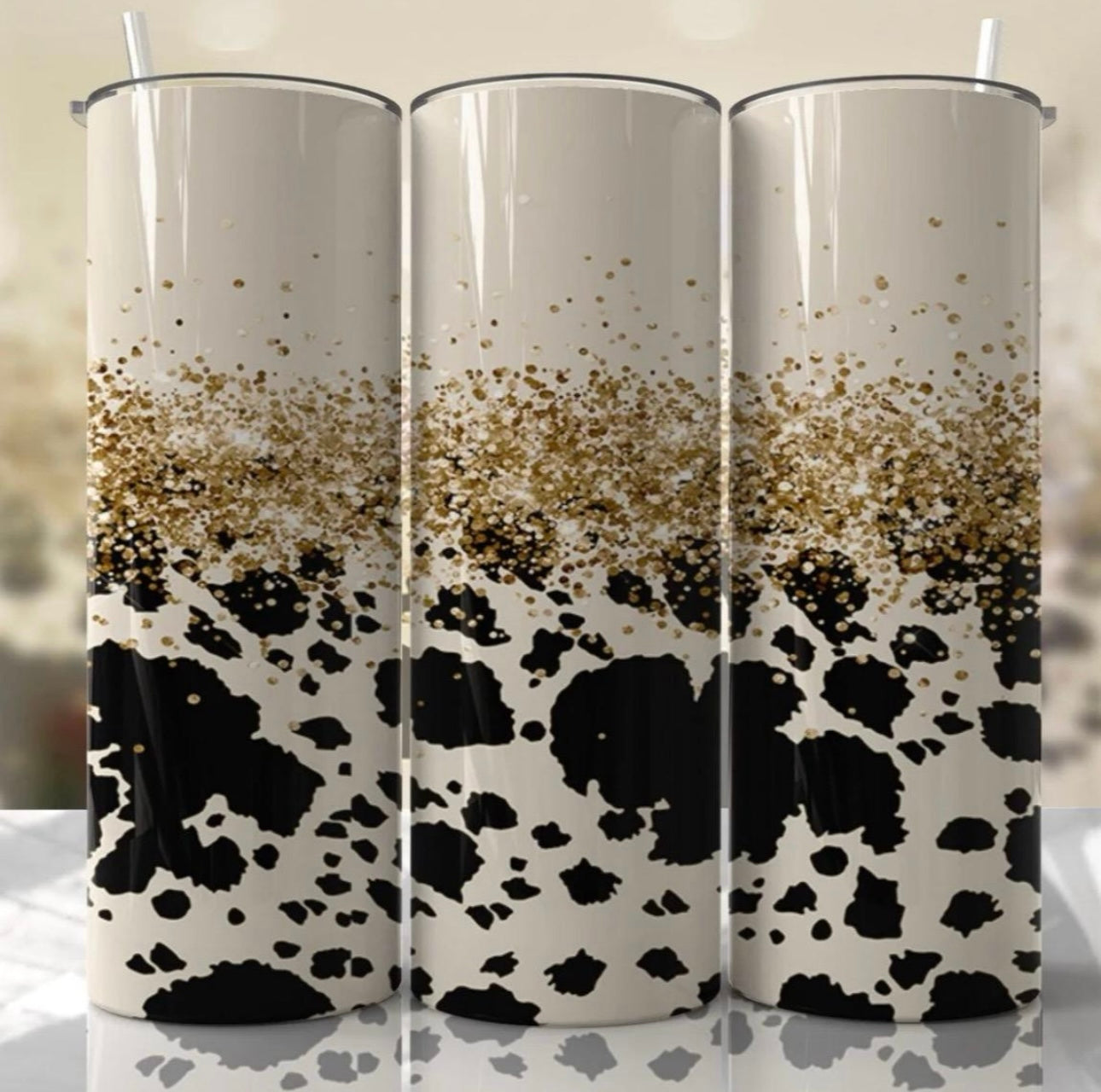 Cowprint Gold glitter