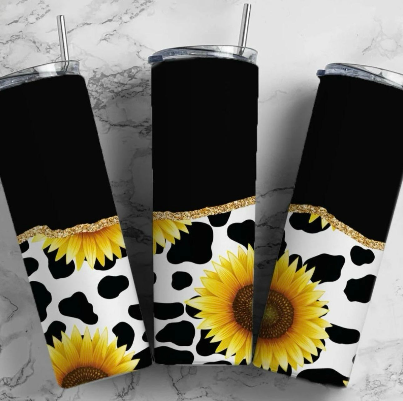 Matte black cow print