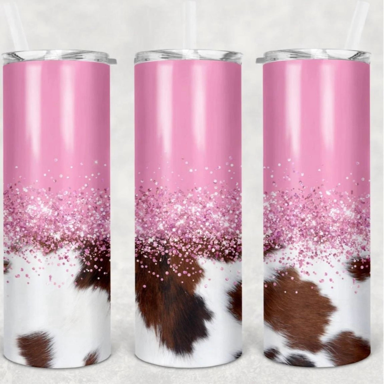 Pink glitter cowhide