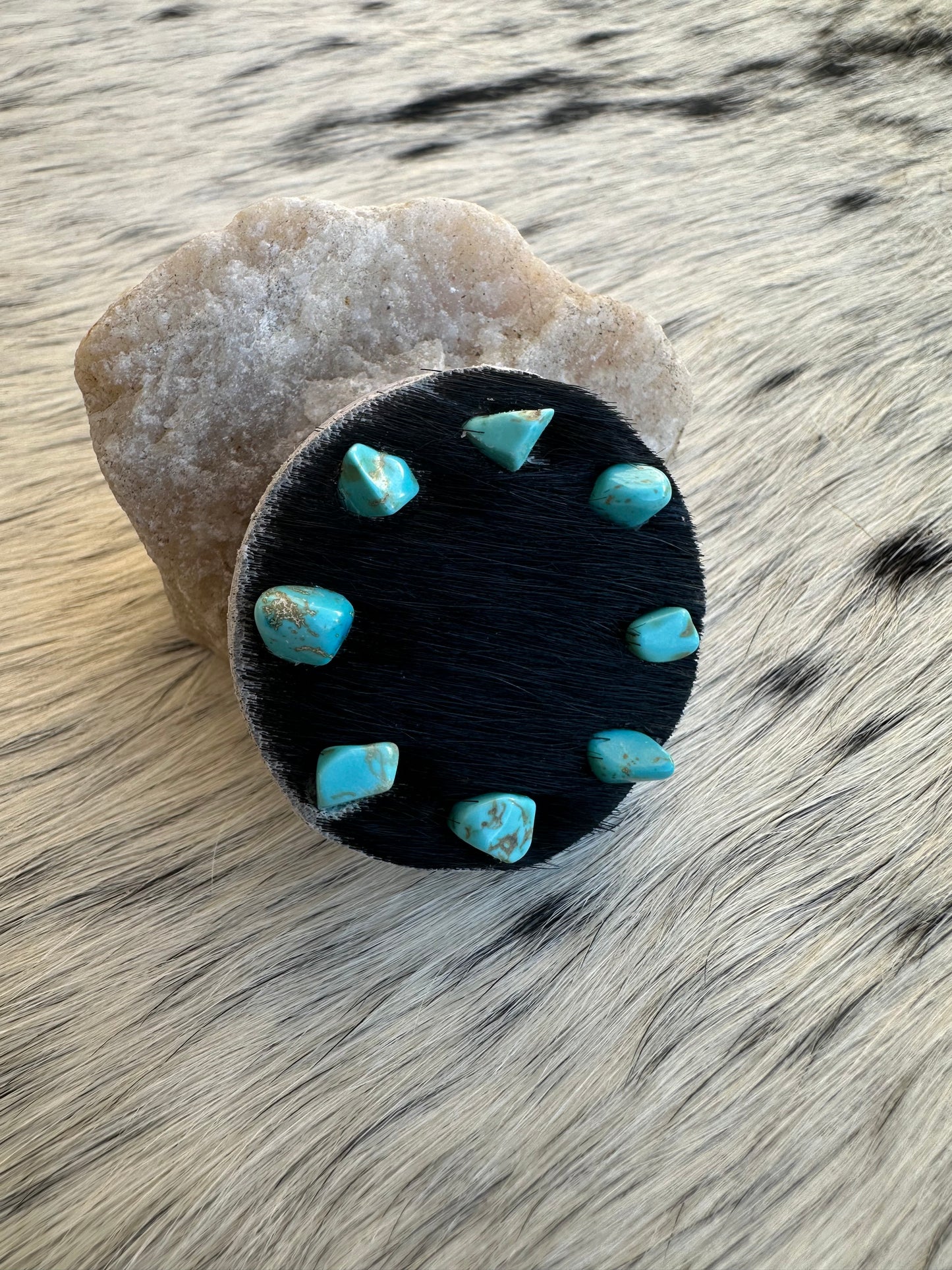 Genuine Cowhide Turquoise Pop Sockets