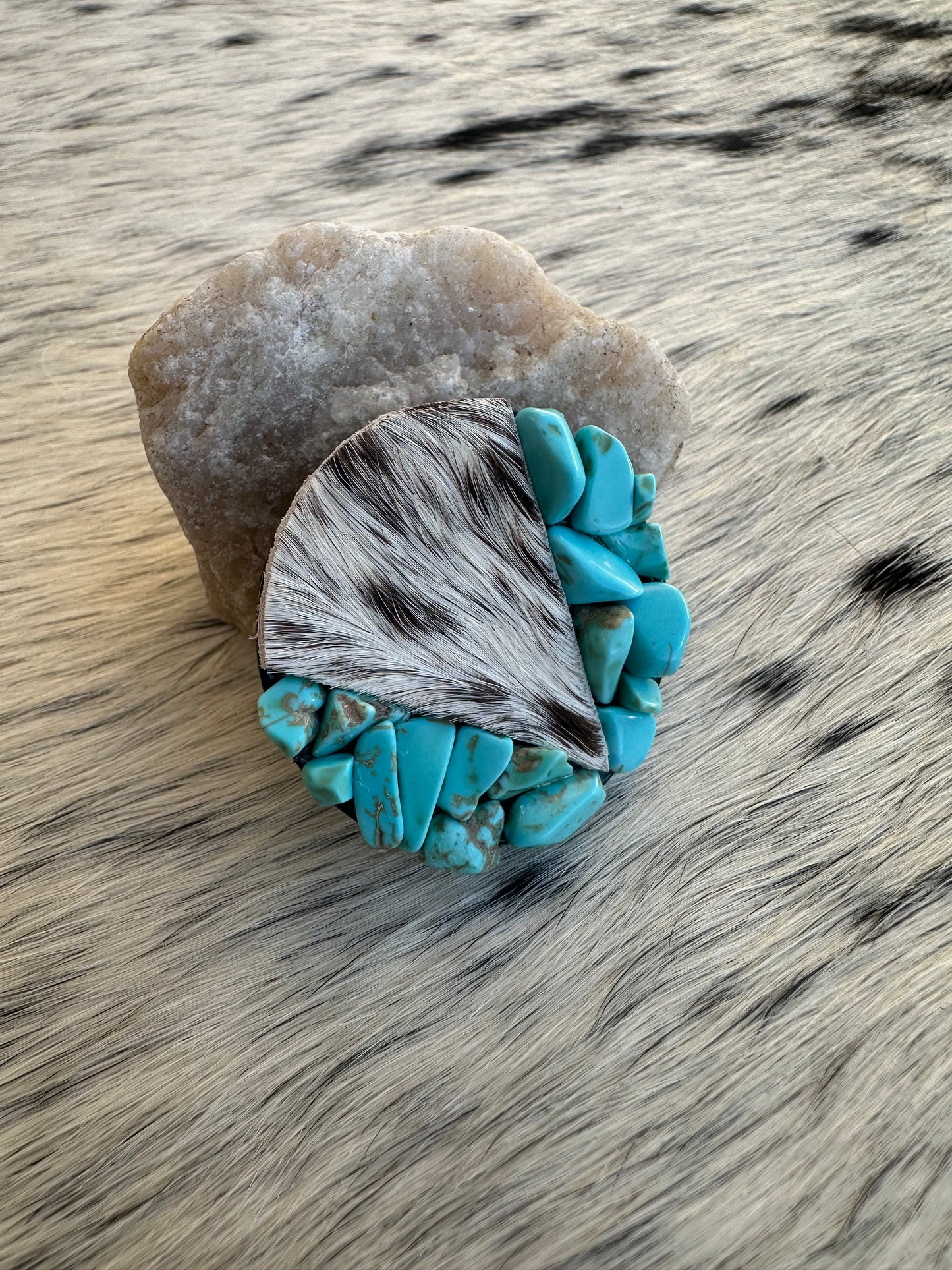 Genuine Cowhide Turquoise Pop Sockets