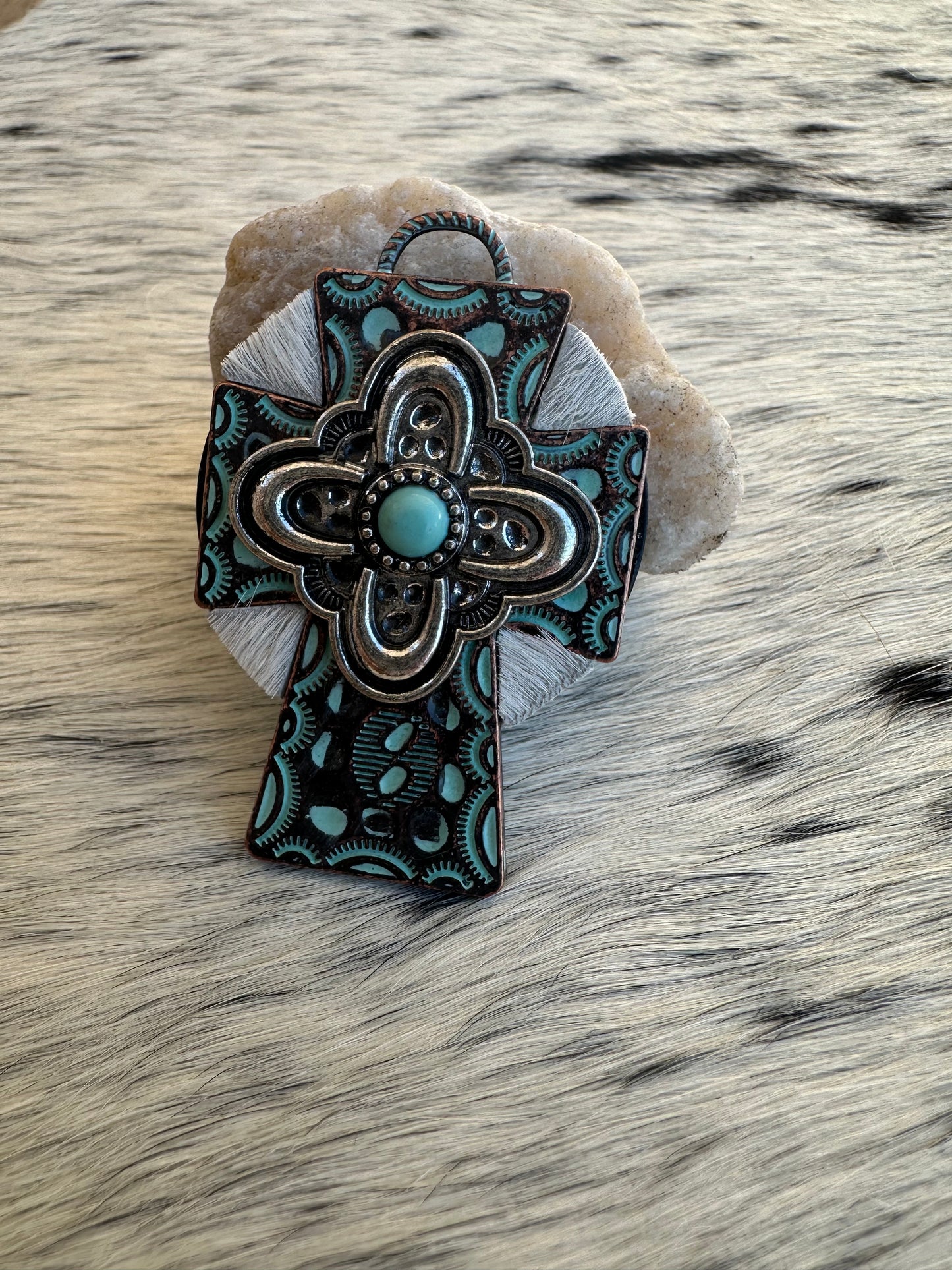 Genuine Cowhide Cross Pop Sockets