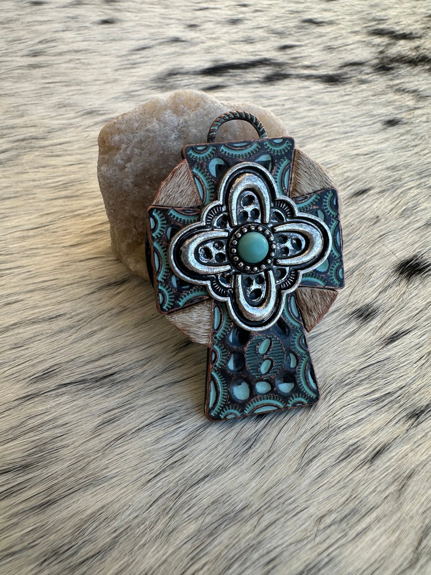 Genuine Cowhide Cross Pop Sockets