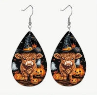 Halloween Witch Cow Earrings