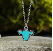Bohemian Turquoise Cow Head Necklace