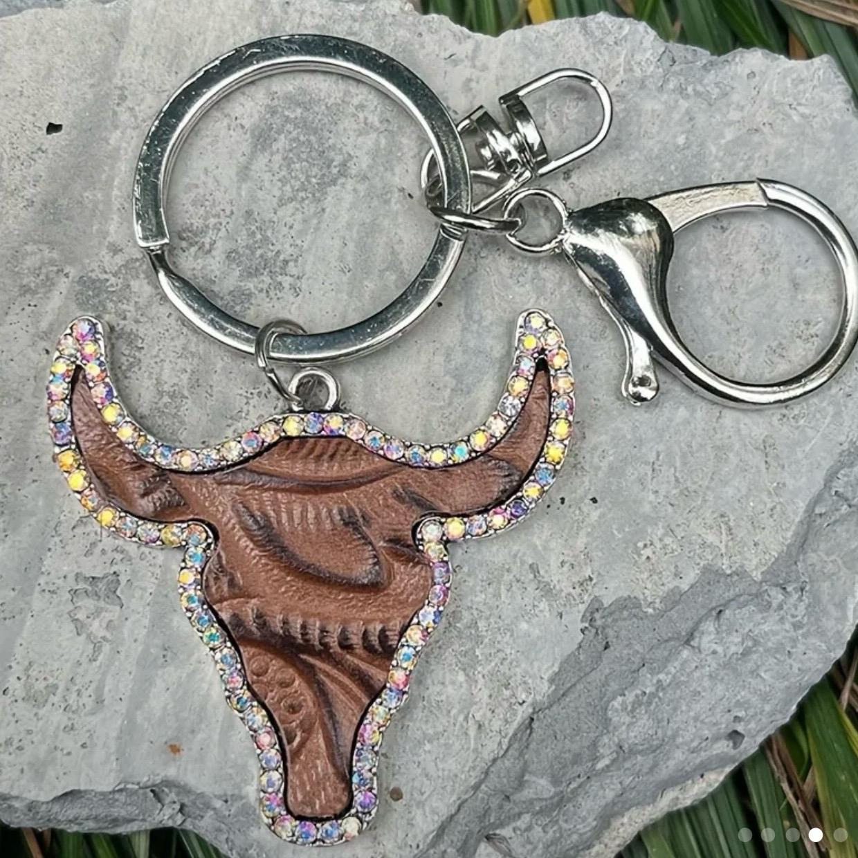 Brown Rhinestone Keyring