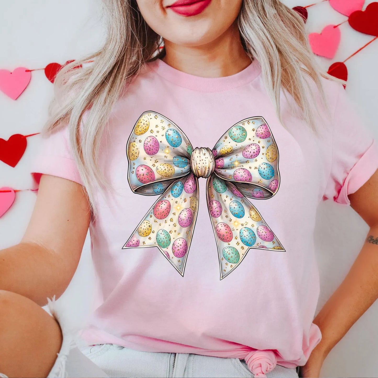 Coquette Easter Egg Bow Graphic Tee