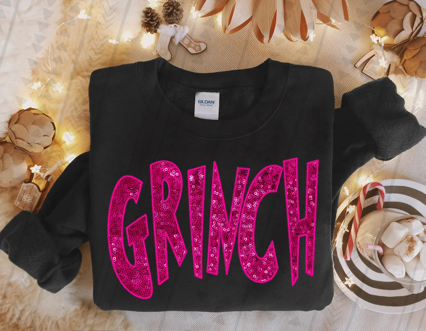 Faux Sequin Grinch